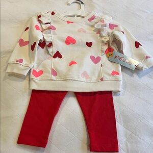 Cat & Jack Heart Print Set - White and Red